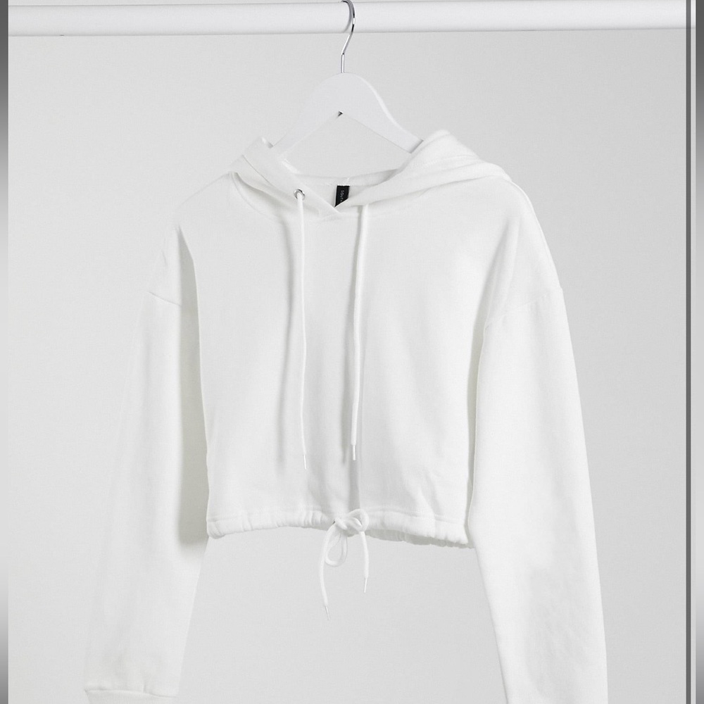 Cropped White Hoodie